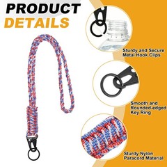 Heavy Duty Braided Paracord Lanyard, Red White Blue