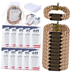 Tondiamo/20 Sets Veterans Day Paracord Bracelet for Men Military 10 Light Brown
