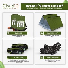 Cloudten Emergency Tent Lightweight 2 Person Survival Tent Multi-Function