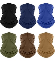 Fuinloth Neck Gaiter, 6 Pack Face One Size, Black+blue+green+navy+sand+brown