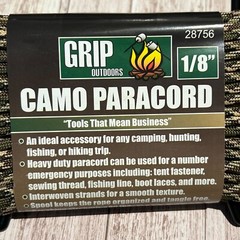 New GRIP OUTDOORS 1/5/8″ CAMO PARACORD 200 lbs Strength 50 ft.