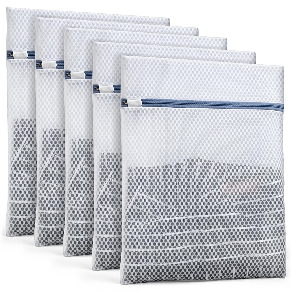 Durable Mesh Laundry Bags 5-Pack (12×16 Inch) Delicates Protector M5, White