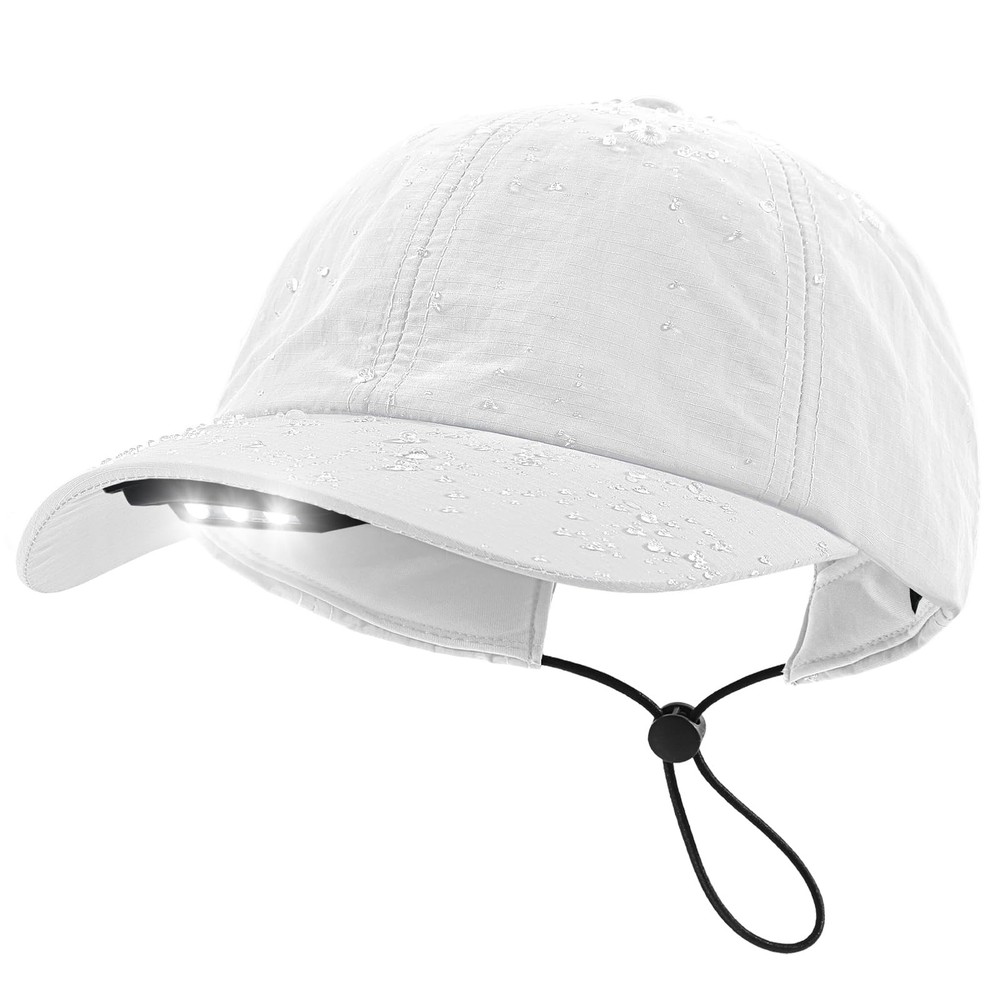 Hands Free Rechargeable LED Baseball Cap with Light Built-in One Size, White