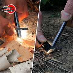 2-Pack Ferro Rod Fire Starter Kit w/6-in-1 Tool & Tinder – Survival Camping