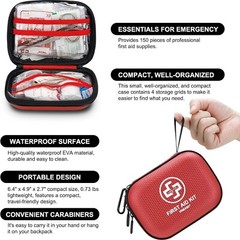 150 PCS First Aid Kit Waterproof Survival Equipment for Camping, Hiking, Fishing