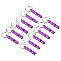 12pcs Emergency Whistles, Safety Whistle with Keychain for Hiking, Purple