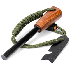 Fire Starter Survival Tool – Handmade Wooden Handle 3/8″» Thick Ferro Rod wit…
