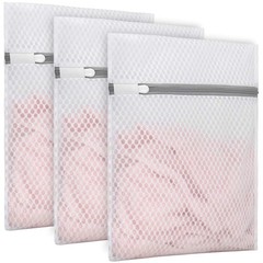Muchfun 3Pcs Durable Honeycomb Mesh Laundry Bags for Delicates 3 Small, White
