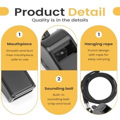 2 Sports Whistles with Lanyard, Loud Crisp Sound Whistle Ideal for Coaches, 4