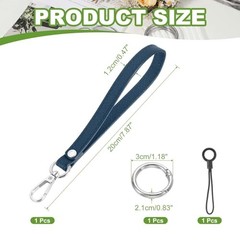 Wristlet Strap Keychain Wristlet Lanyard Hand Strap Dark Blue/Silver