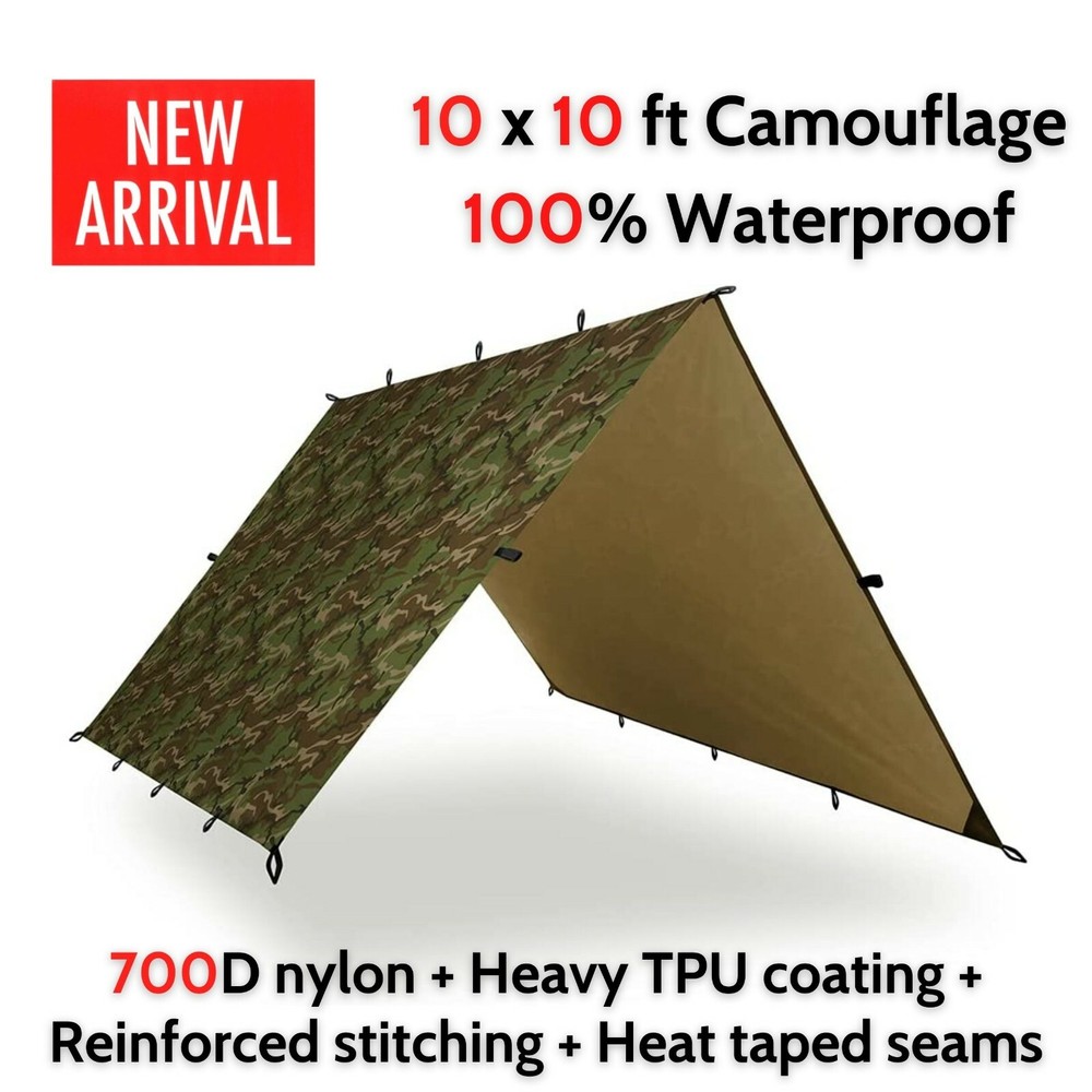 Heavy Duty Waterproof Tent Tarp Survival Shelter Camo Bushcraft Hammock Camping