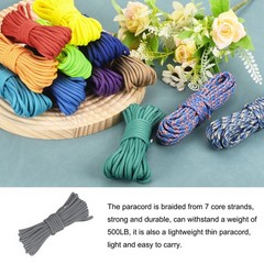 550 Paracord Rope 102ft, 4mm Thin Paracord Nylon Survival Cord Grey
