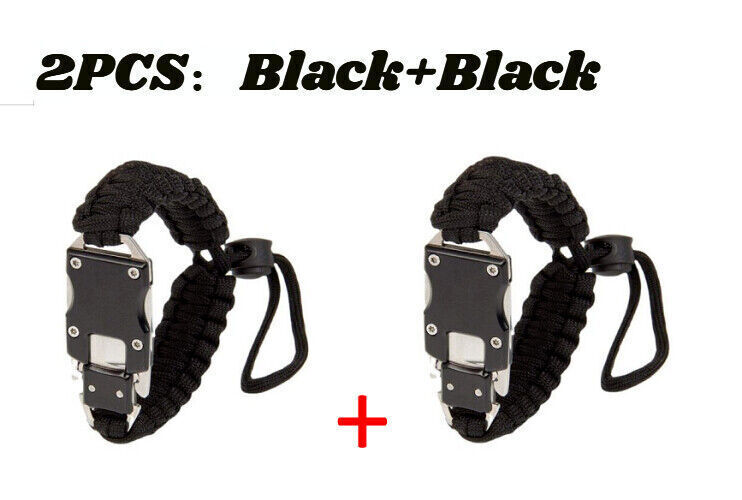 2-Pack Tactical Bracelet Paracord Knife EDC Self Defense Outdoor Survival Gear