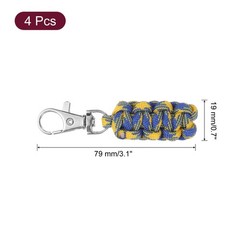 4pcs Paracord Zipper Pulls, Paracord Lanyard Keychain, Yellow/Blue