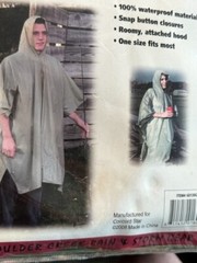 Waterproof Vinyl Rain Poncho Full Length 50″ x 80″ Boulder Creek Green TX