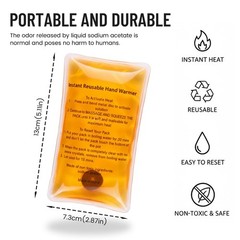 5 Pcs Reusable Snap Heat Pack,Hand Warmers 4.2*3.0 Inch (Pack of 4), orange