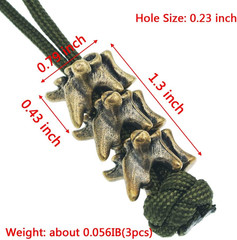 Retro Brass Vertebra Paracord Beads,Antique EDC Charms Pendant for Knife Lanyard