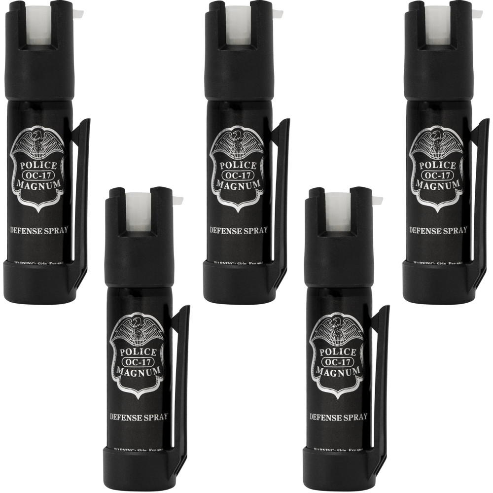 Police Magnum pepper spray USA self defense security 5 pack 3/4oz BOTTOM CLIP
