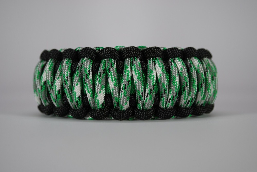 550 Paracord Survival Bracelet King Cobra Black/Green/Green Cam Made in the USA