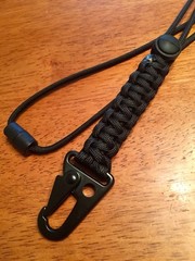 (HK Set) Black Breakaway ID Neck Lanyard & Carabiner Keychain 550 Paracord H&K