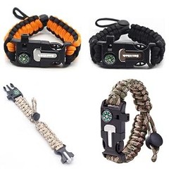 Paracord Survival Bracelet-Length Adjustable,Loud Whistle Emergency Compass