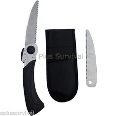 2 Blade & Sheath Deluxe Folding Camping Hand Saw Hunting Survival Emergency