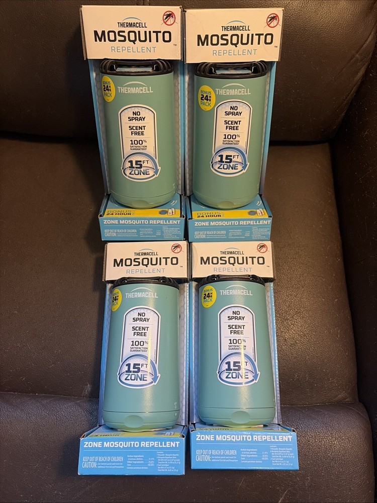 (4)Thermacell Mosquito Repellent 15FT Zone No Spray Scent FREE Patio Shield Bonu