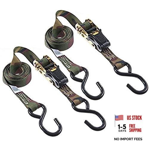 Hampton PROD 1” x 12′ Camo Ratchet Tie-Down with S Hooks, 2 Pack – 500 lbs.