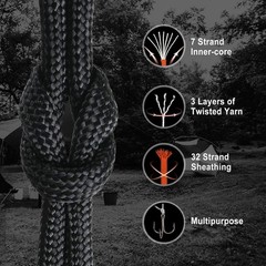 31 Meter Paracord Cords 310lb Multifunction Paracord Rope Braided Rope Lanyards