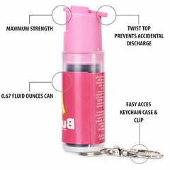 2 Pack Burn Pepper Spray Keychain Clip Police Grade 12ft Range Self Defense Pink