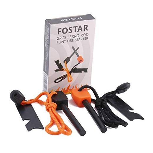 FOSTAR Ferrocerium Alloy Rod Fire Starter, 5/16 Inch Thick Waterproof Fire