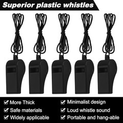 Zuazaor 300 Pieces Referee Whistles in Bulk Loud Plastic Emergency black