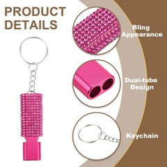Emergency Whistle with Keychain, 2Pcs Bling Safety Whistles, Rose Red/Gold