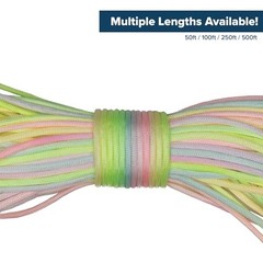 550 Paracord – – Soft Nylon – Tactical, Utility, & Outdoor 50ft Pastel Rainbow