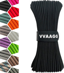 VVAAGG 1000 Black Paracord Rope 100FT Utility Nylon Heavy Duty 12 Strand Parachu
