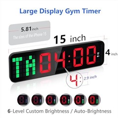 LUCORB Large Digital Gym Timer Wall Clock Interval Training Stopwatch Remote