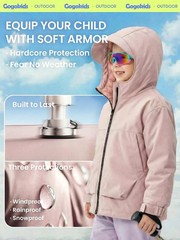 Gogokids Boys Girls Waterproof Jacket Insulated Padded Windbreaker 4-5T, Pink