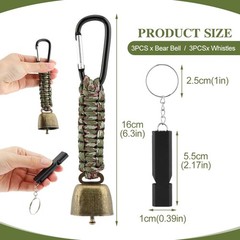 3pcs Bear Bell with 3pcs Whistle Aluminum Bear Bells for Hiking and Emergency…