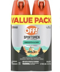 Off! Mosquito & Tick Repellent Sportsman Smooth And Dry, 2pack,8oz