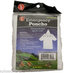 Lot of 18 – Clear Emergency Hooded Poncho for Camping Survival Emergency Kit