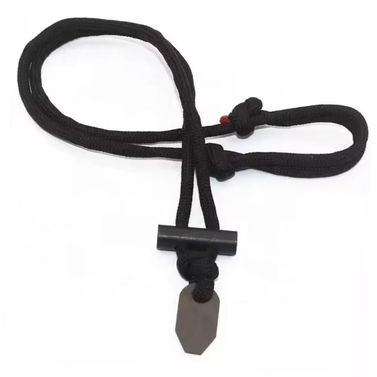 Outdoor Fire Starter Necklace – Emergency Survival Knot Paracord Black Striker