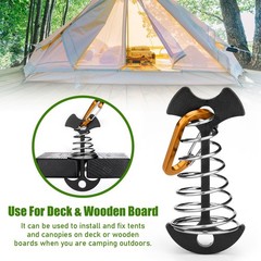 TOBWOLF 10PCS Black Fishbone Deck Anchor Pegs with Carabiners,