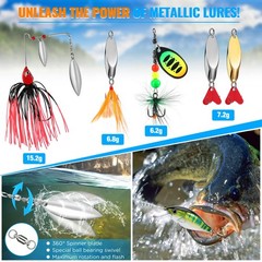 PLUSINNO Fishing Lures Tackle Box Gifts for 5, 68pcs Accessories Kit