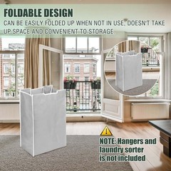 3 Pcs Laundry Sorter Replacement Bags 14.8 x 8.7 x 21.7 inches, Light Gray