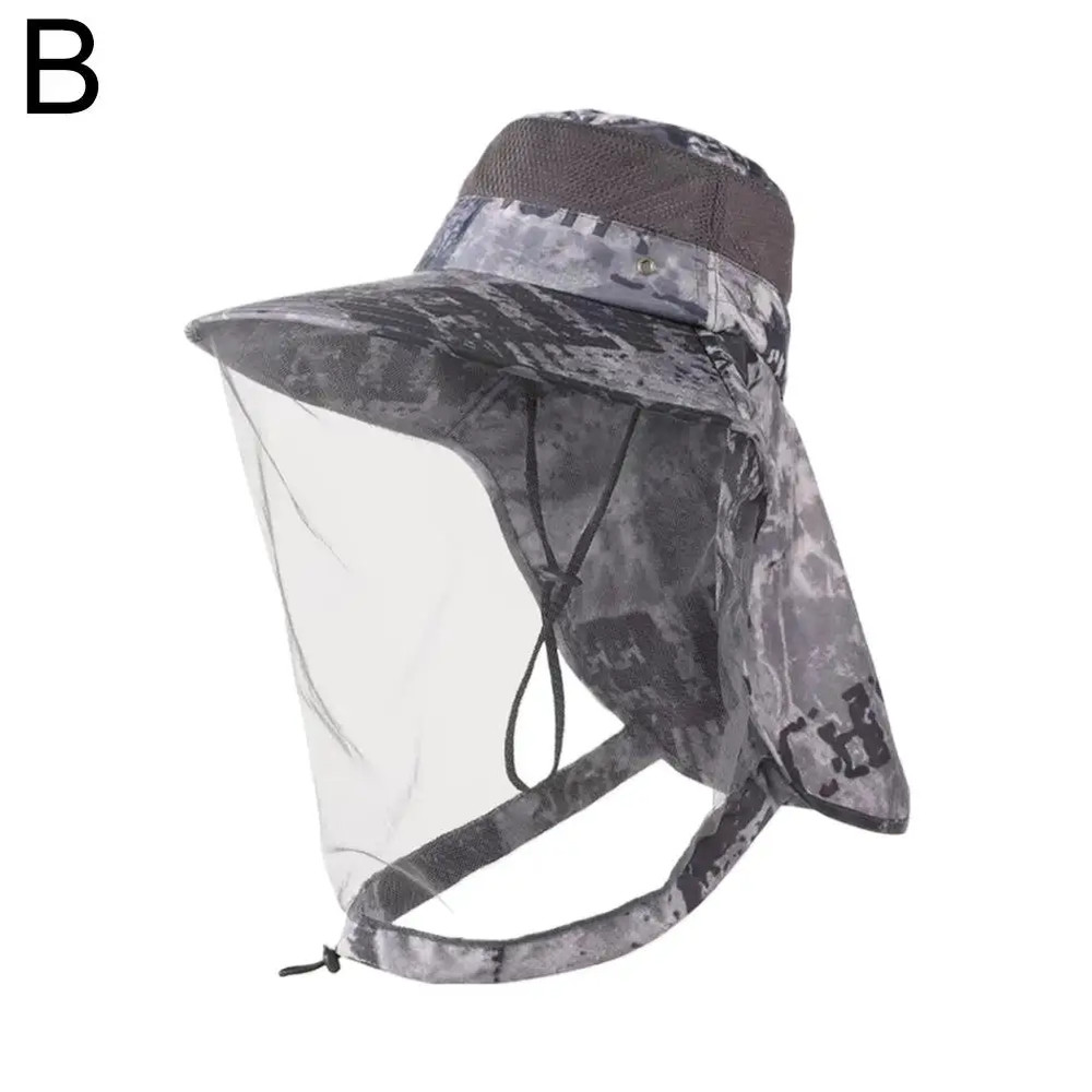 Mosquito Sun Hat with Veil Hidden Head Net & Neck Flap for Men Women Outdoor Fis
