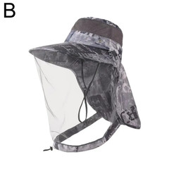 Mosquito Sun Hat with Veil Hidden Head Net & Neck Flap for Men Women Outdoor Fis