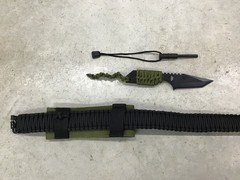 Black Paracord Survival Rifle Sling WIth Knife/Fire Starter Metal Studs