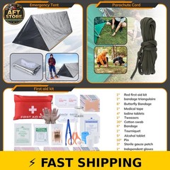 KNVBIN 250pcs Survival Kit Tactical Gear Trauma Bag Emergency Tent