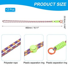 2 Pcs Paracord Lanyard Necklace, Split Ring, Yellow & Purple & Orange & Green