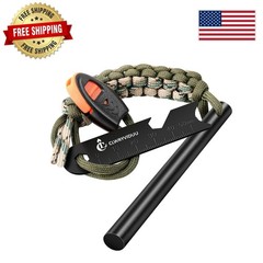 HUGE 5 x 1/2″ FERRO ROD Fire Starter Survival Striker Flint + Emergency Paracord